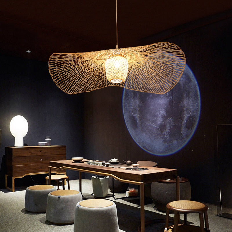 JAPANESE RATTAN SHADE LAMP