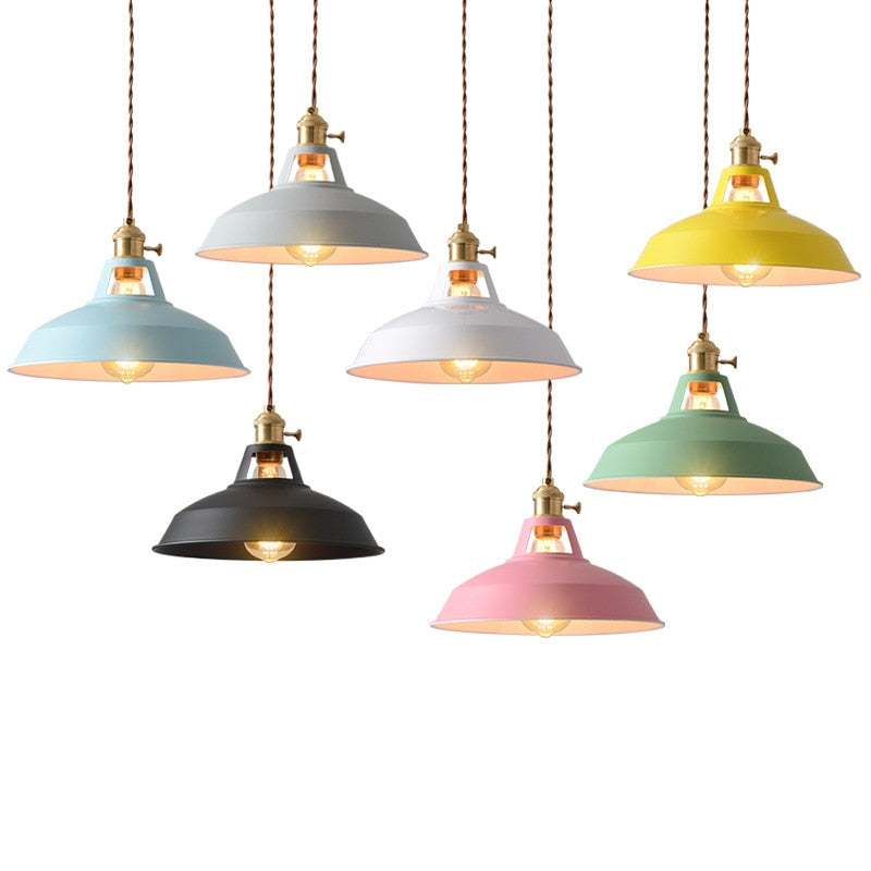 Retro Industrial style Colorful Restaurant kitchen home lamp Pendant light Vintage Hanging Light lampshade Decorative lamps