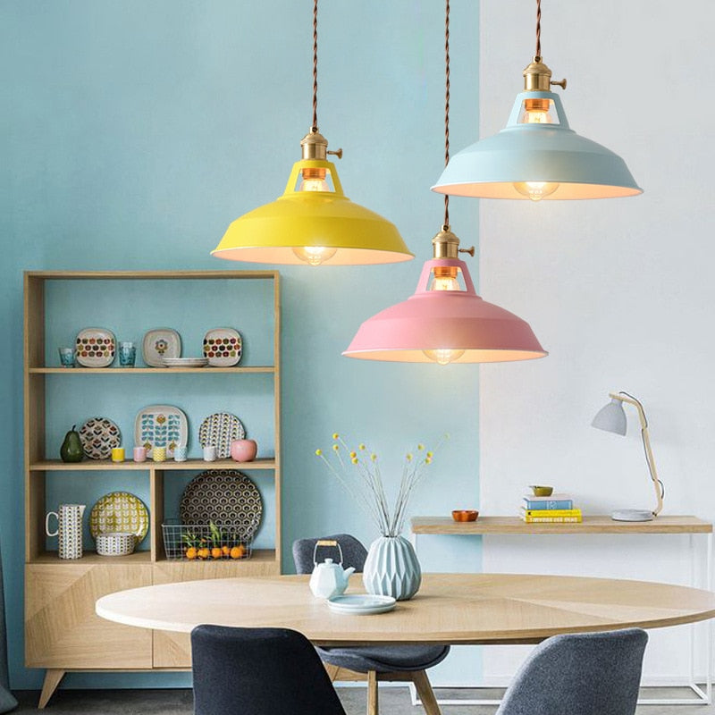 Retro Industrial style Colorful Restaurant kitchen home lamp Pendant light Vintage Hanging Light lampshade Decorative lamps