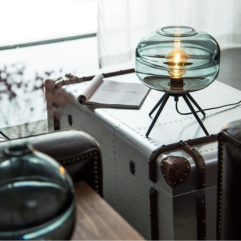 INDUSTRIAL VIBE TRIPOD GLASS TABLE LAMP