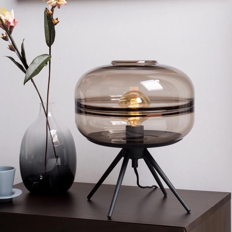 INDUSTRIAL VIBE TRIPOD GLASS TABLE LAMP