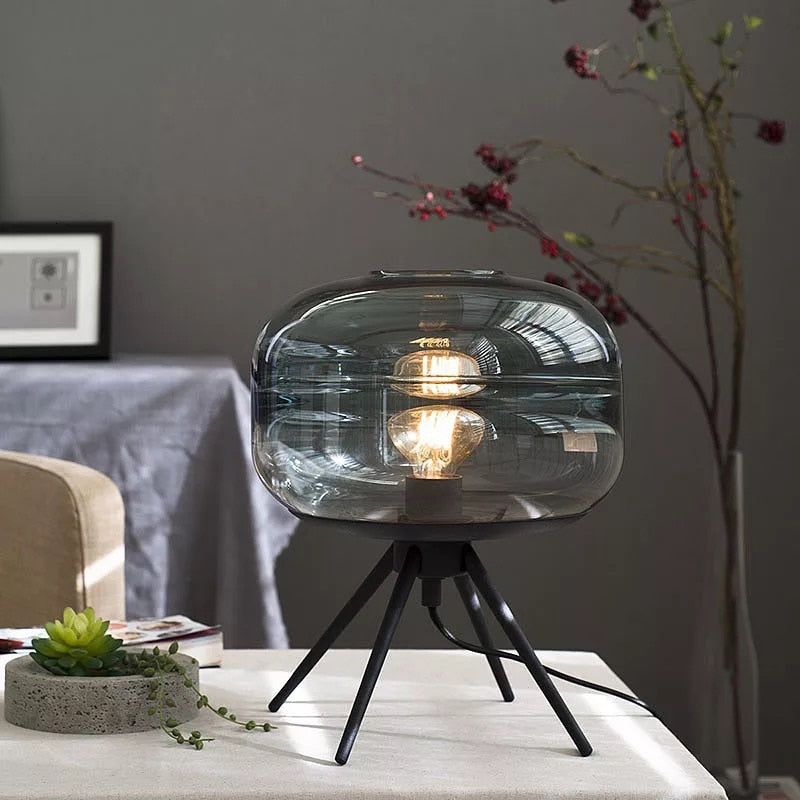 INDUSTRIAL VIBE TRIPOD GLASS TABLE LAMP