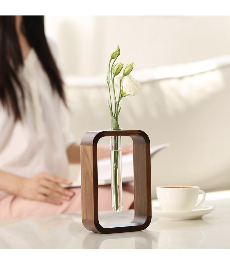 HANDMADE SOLID WOOD FOWER VASE