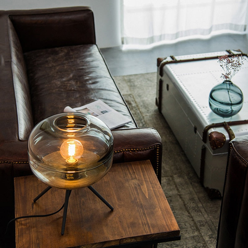 INDUSTRIAL VIBE TRIPOD GLASS TABLE LAMP