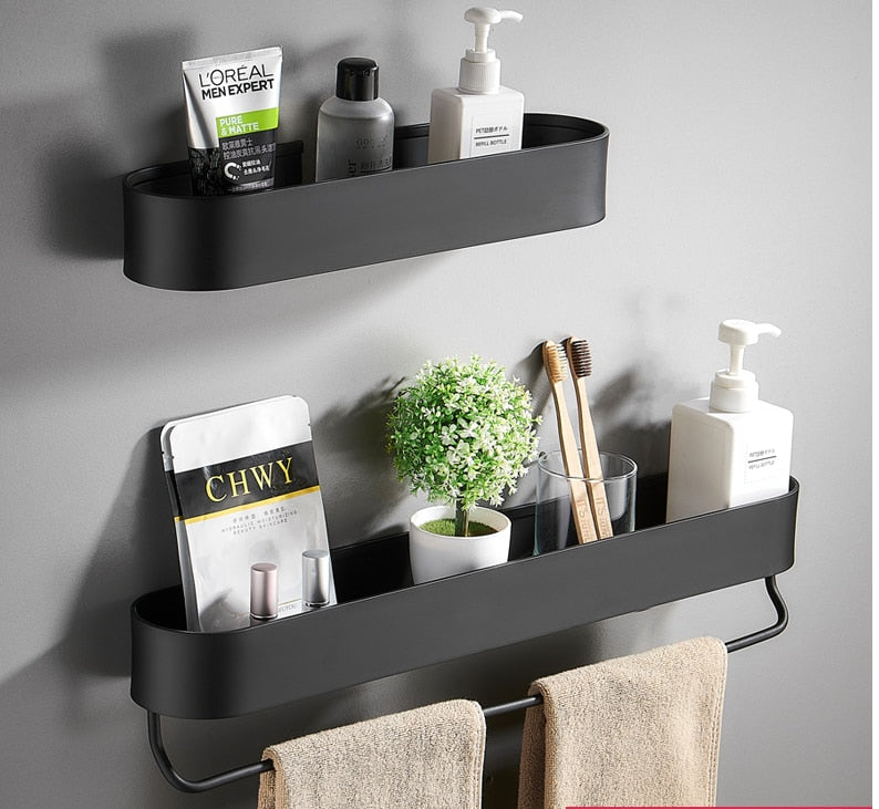 BLACK BATHROOM SHELF