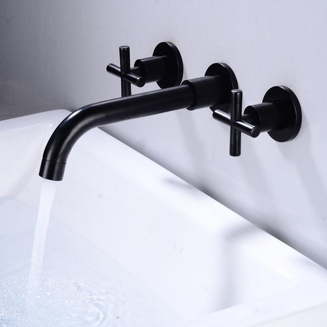 MODERN DOUBLE HANDLE WALL MOUNTED FAUCET