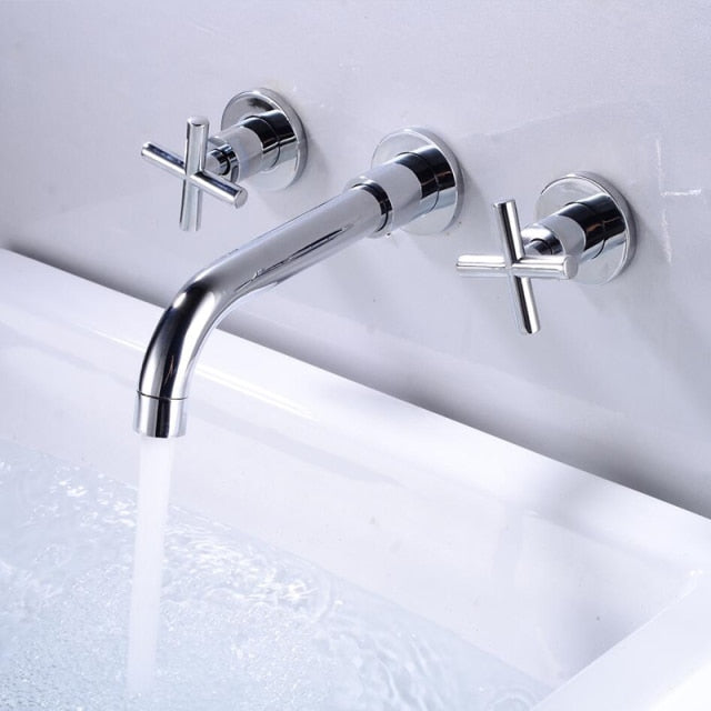 MODERN DOUBLE HANDLE WALL MOUNTED FAUCET