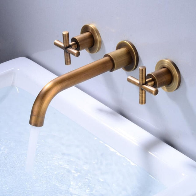MODERN DOUBLE HANDLE WALL MOUNTED FAUCET