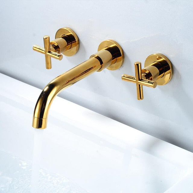 MODERN DOUBLE HANDLE WALL MOUNTED FAUCET