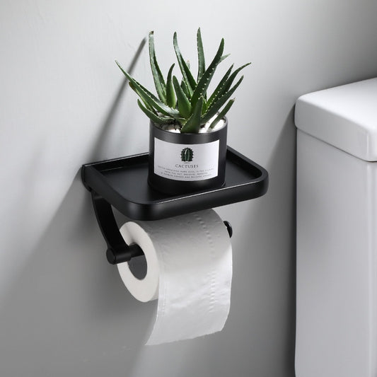 BLACK TOILET PAPEL HOLDER WITH PHONE BASE