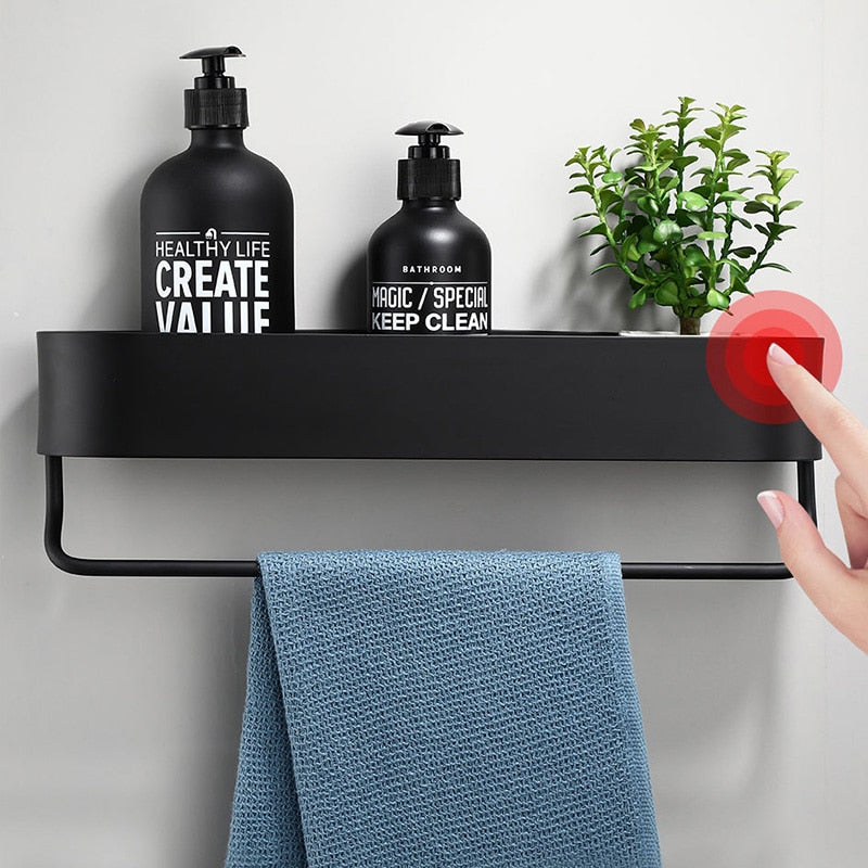 BLACK BATHROOM SHELF