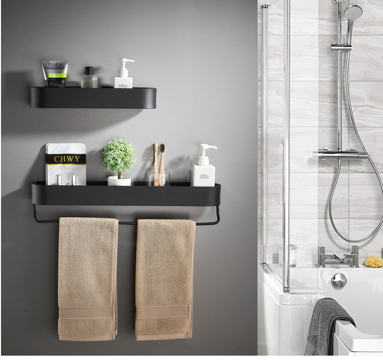 BLACK BATHROOM SHELF